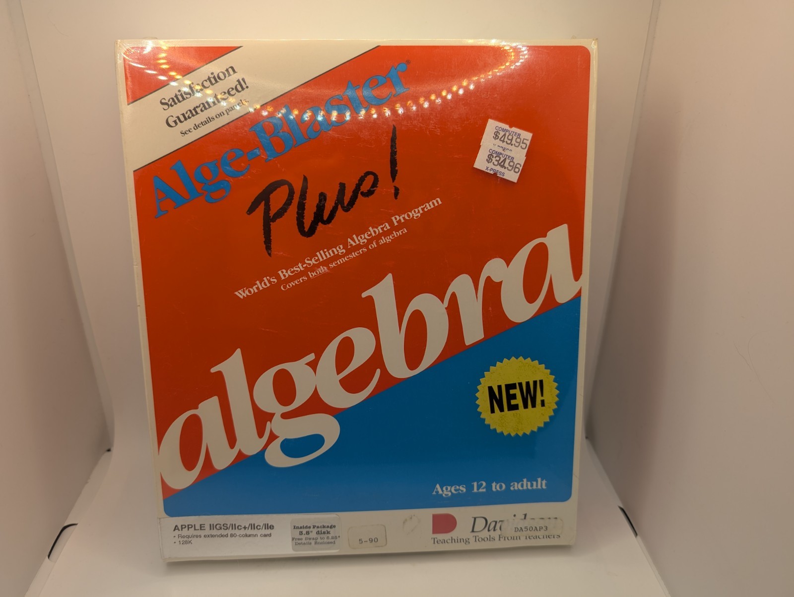 Alge-Blaster Plus Algebra 3.5" Disk for Apple II (2) Family NEW SEALED!