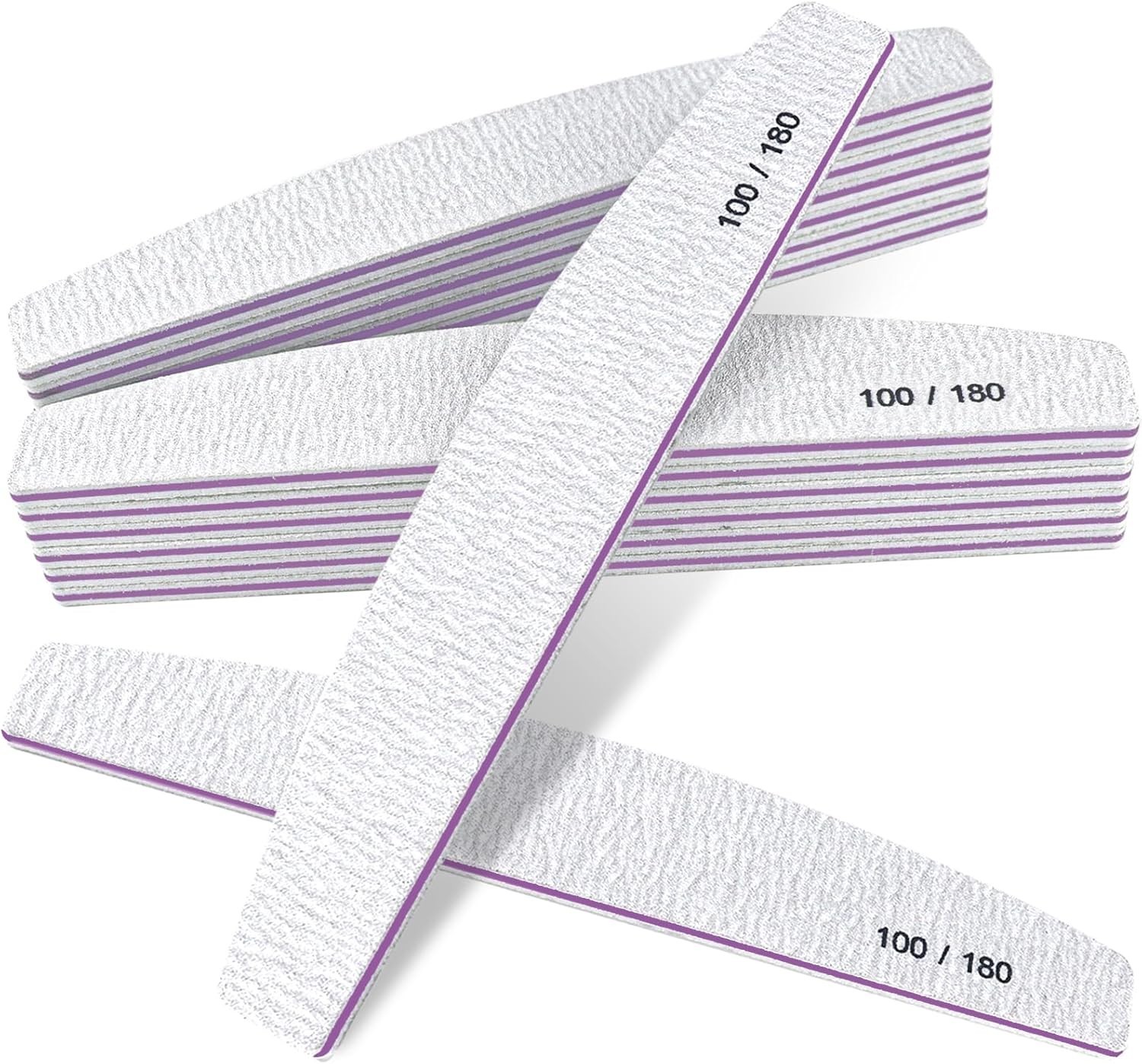 12 PCS Professional Nail Files Double Sided 100/180 Grit Emery Boards For Nails