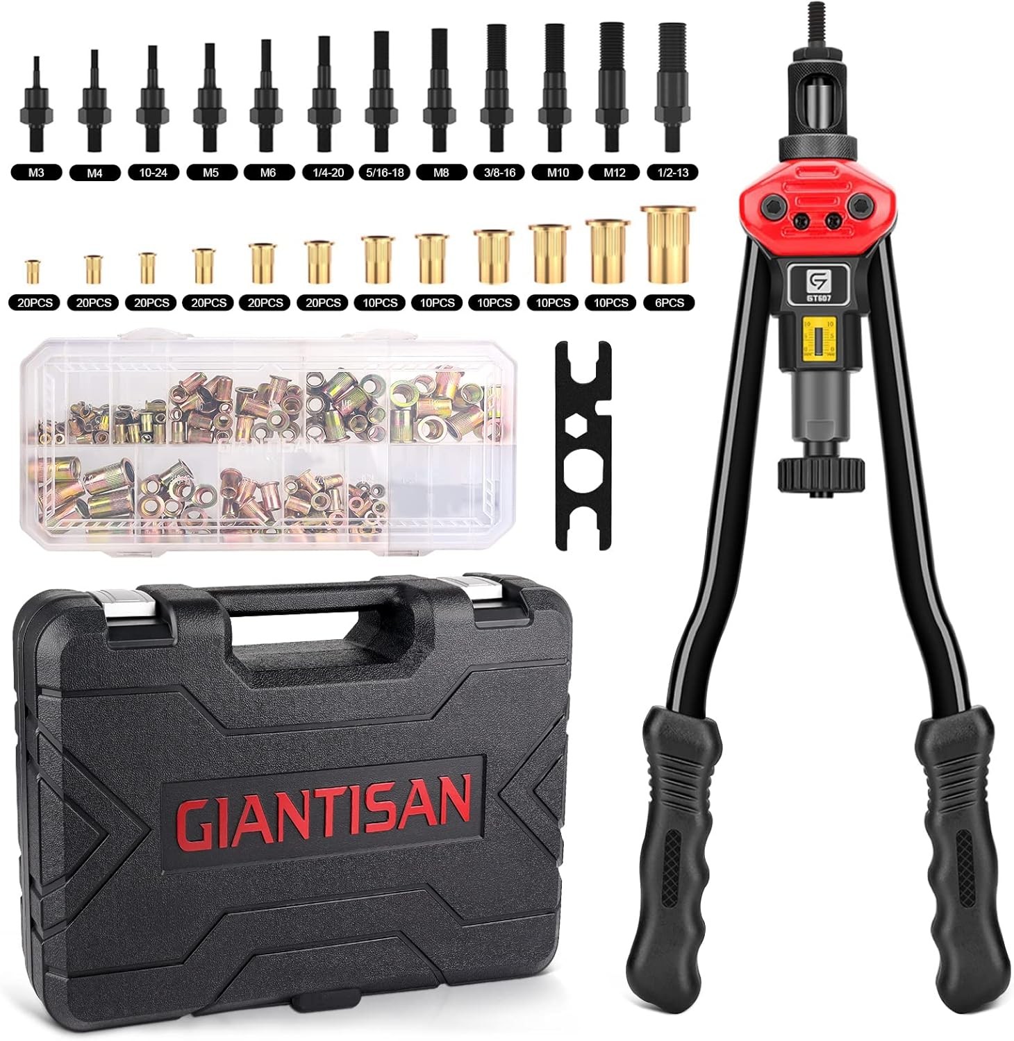 Rivet Nut Tool Kit,16-Inch Rivnut Kit 16-Inch/ 12 Mandrels