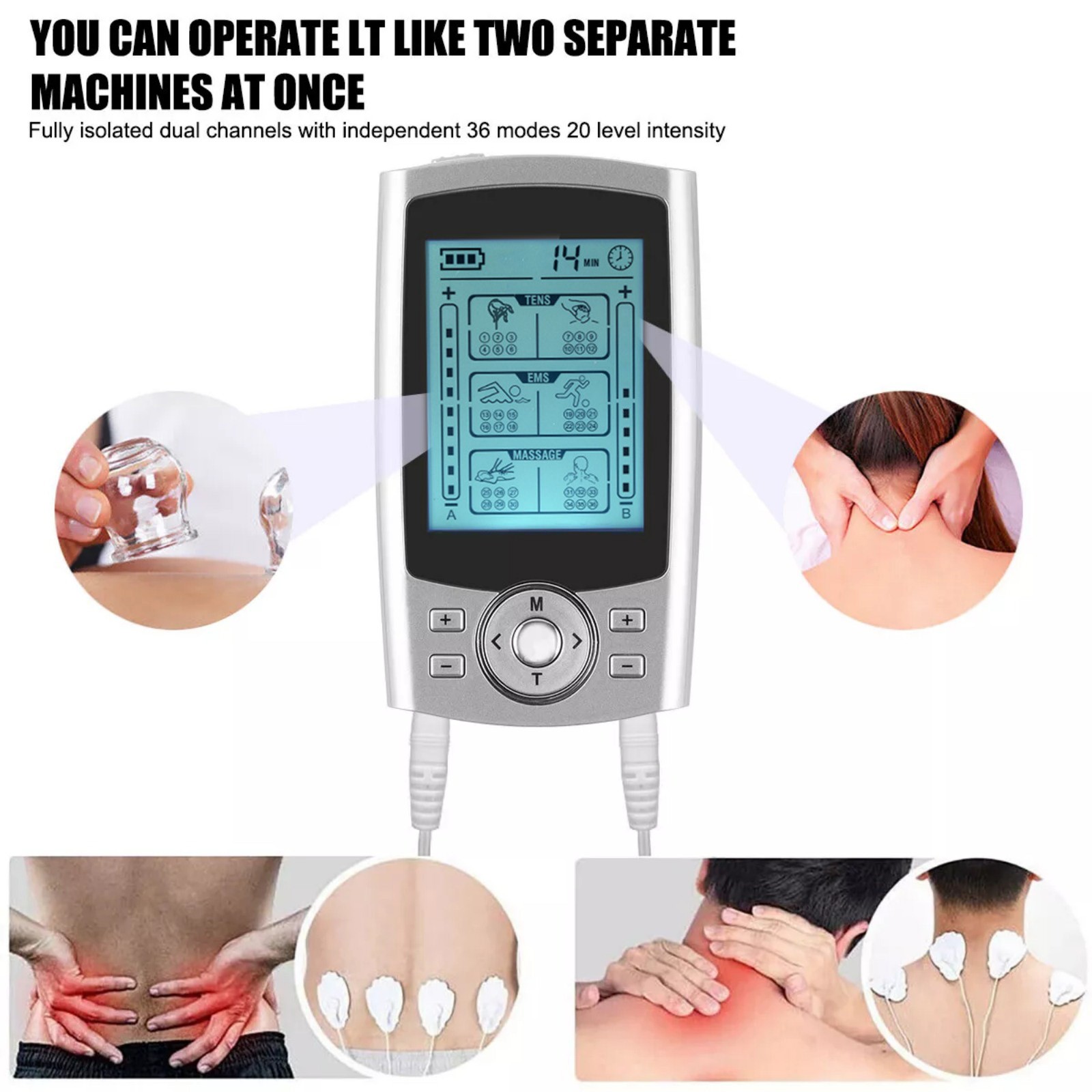 Multifunction Tens Unit Muscle Stimulator Machine Pulse Massager Device