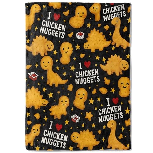 Dinosaur Fleece Blanket,50x60in,Smiling Dino Shaped 50x60 Inch Chicken Nugget
