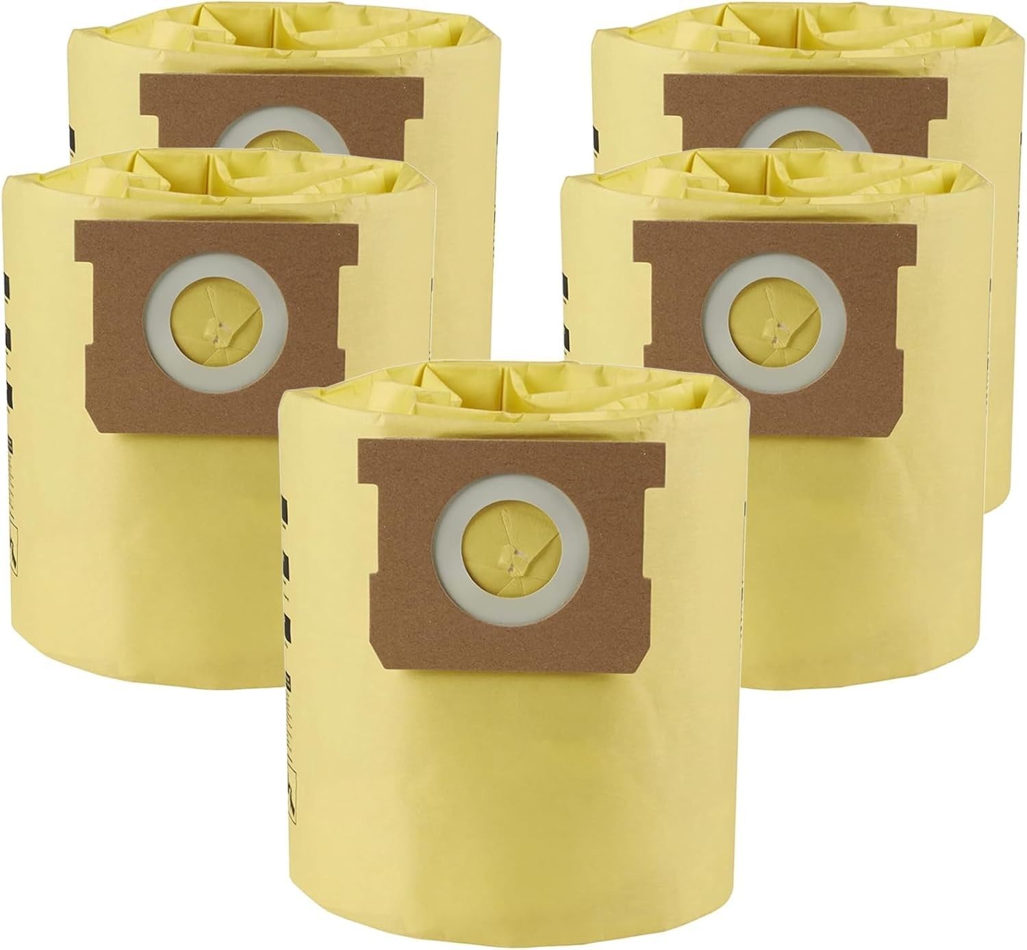 5 Pack 91964 Shop Vac Bags 4 Gallon Type D High Efficiency 5 Pack, yellow