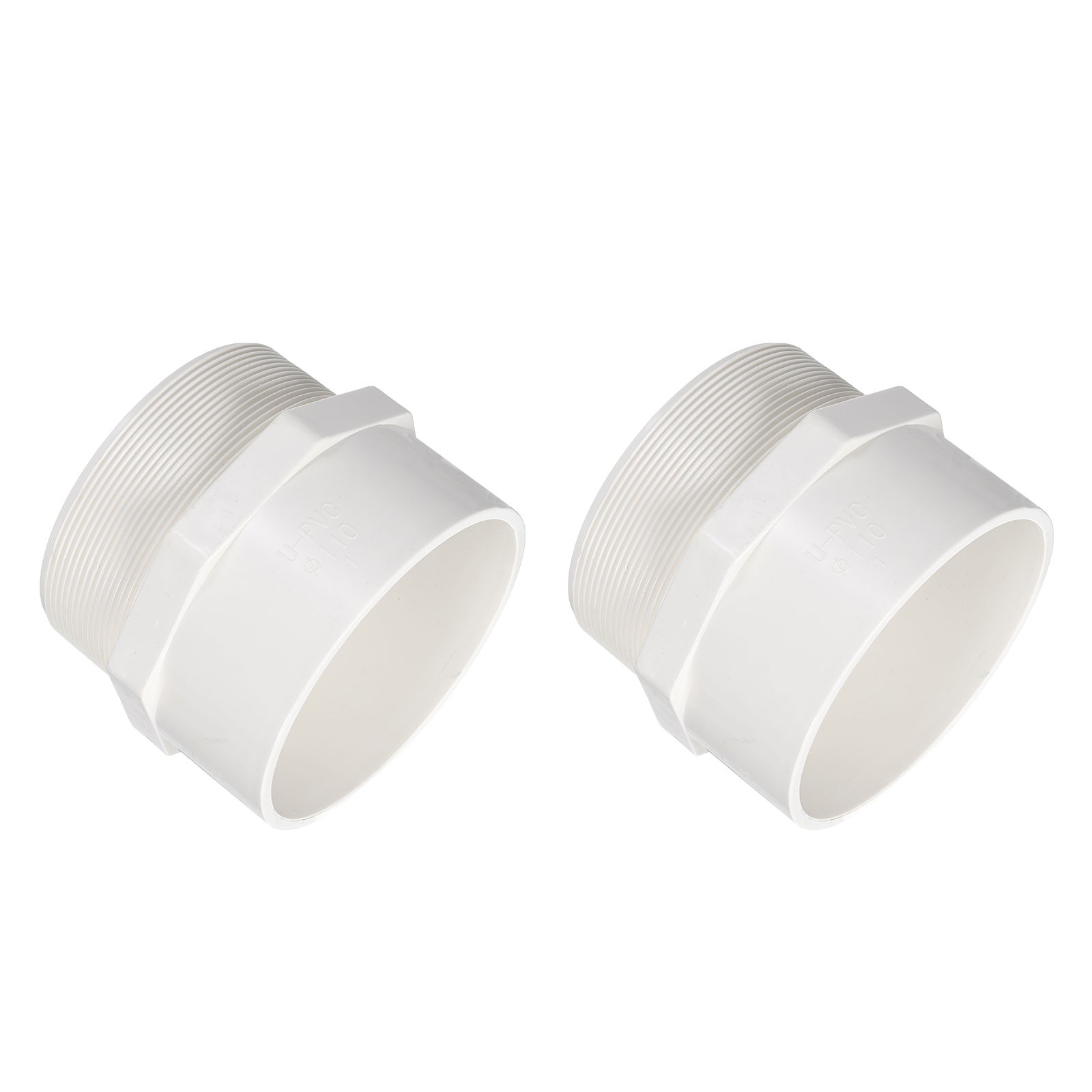 2 Pcs Union PVC Pipe Fitting 4" Male Adapter Thread Connector, White