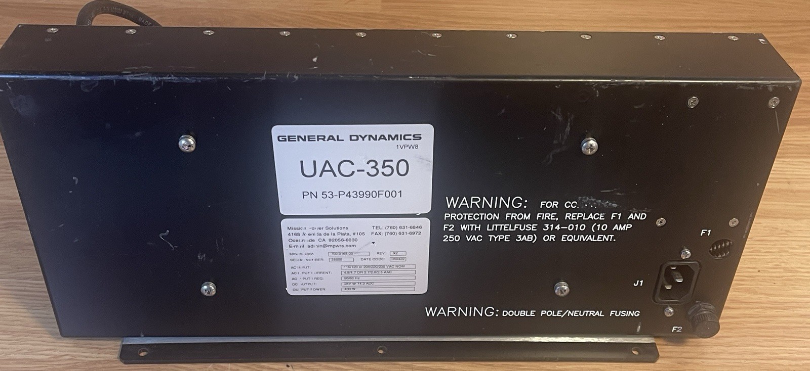General Dynamics UAC-350 Power Supply  For URC-200 VHF/UHF Military Radio