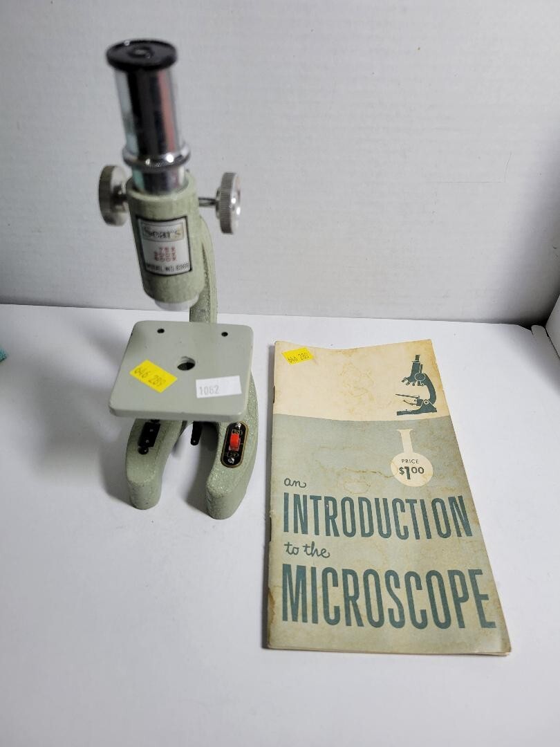 Vintage Sears Microscope #6366 & Milben Prepared Slides Micro-Organisms