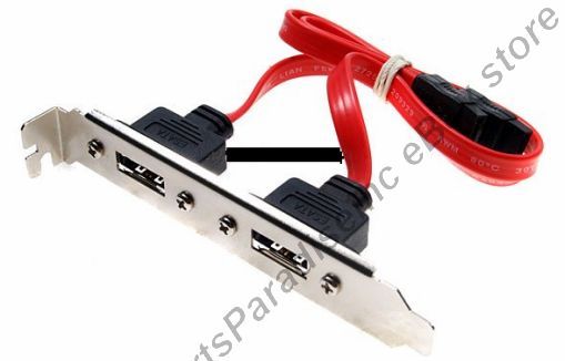 In~Out Dual eSATA/External Sata Port/Jack Bracket/back Expansion Slot Wire/Cord
