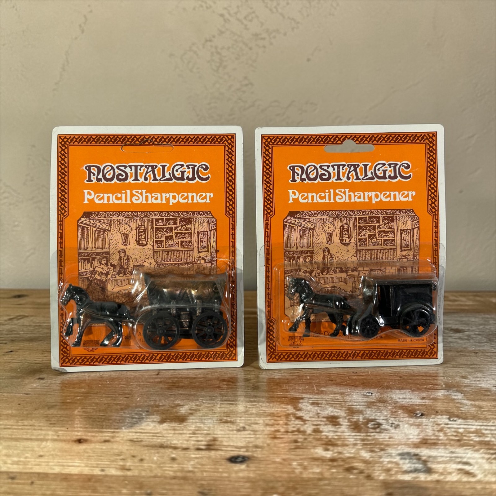 Lot Of 2 Nostalgic Pencil Sharpener Horse & Carriage DieCast