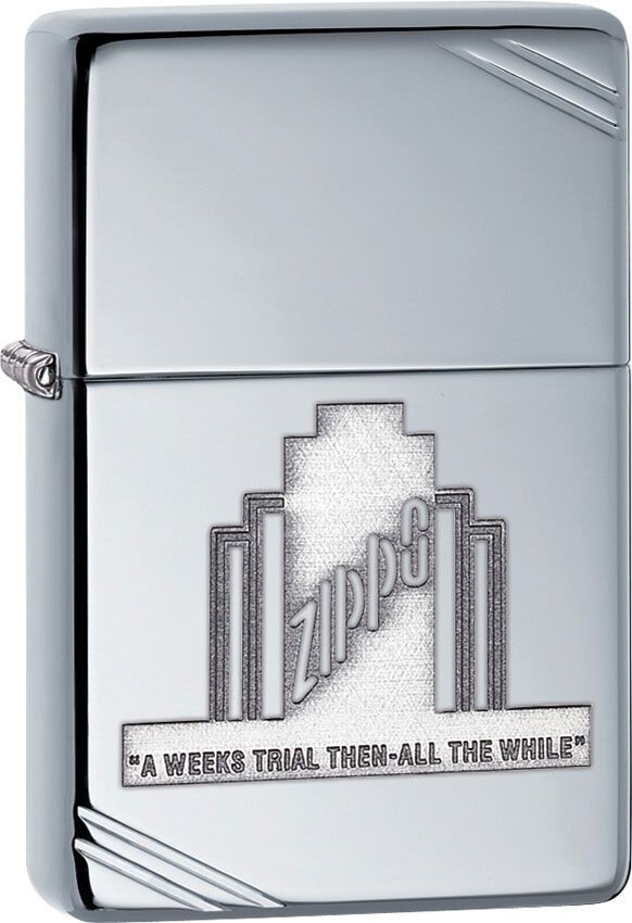 Zippo A Weeks Trial High polish Chrome 28451  Lighter, New Authentic