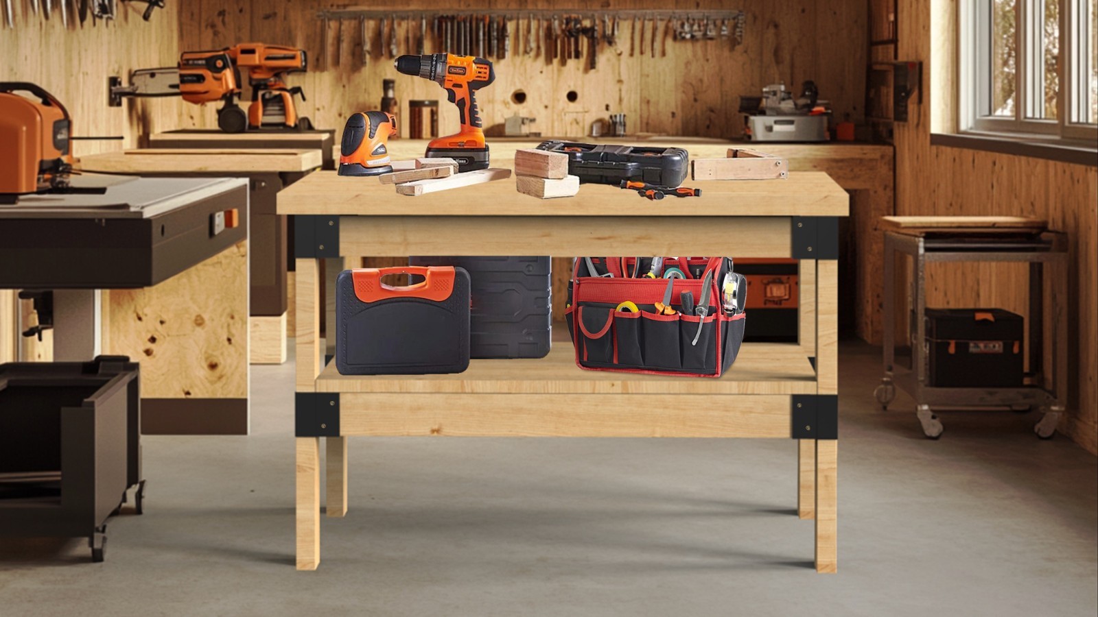 Heavy Duty 2' x 4' Workbench Kit - 8 PCS Metal Brackets for DIY Garage Table