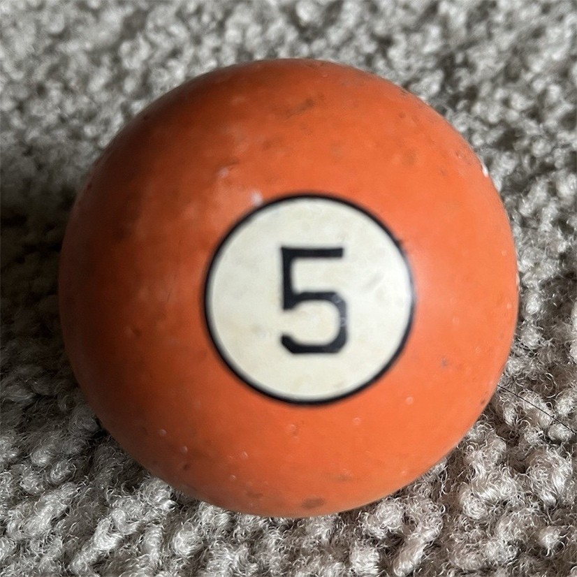 Vintage Orange Number 5 Billiard Ball Classic Pool Table Game Collectible