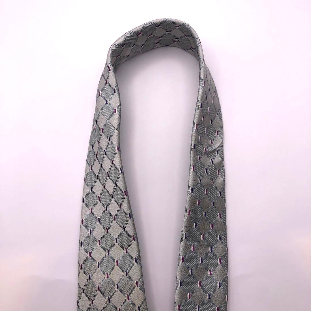 Enrico Gigli Tie Gray Silver Plaid All Over Pattern