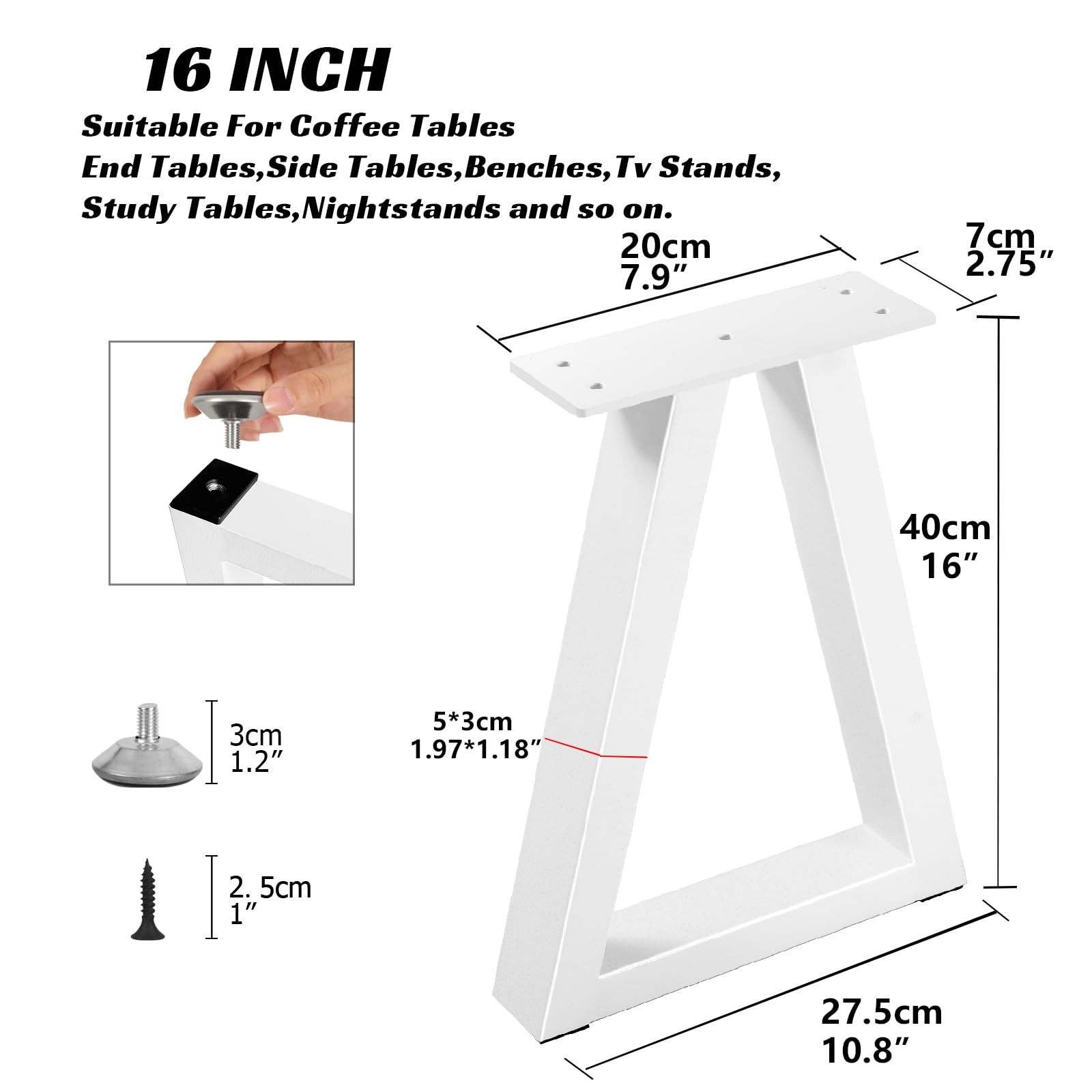 Y-CFHFC 16 Inch Metal Table Legs, Trapezoid Bench Legs Coffee & Side Table Fe...