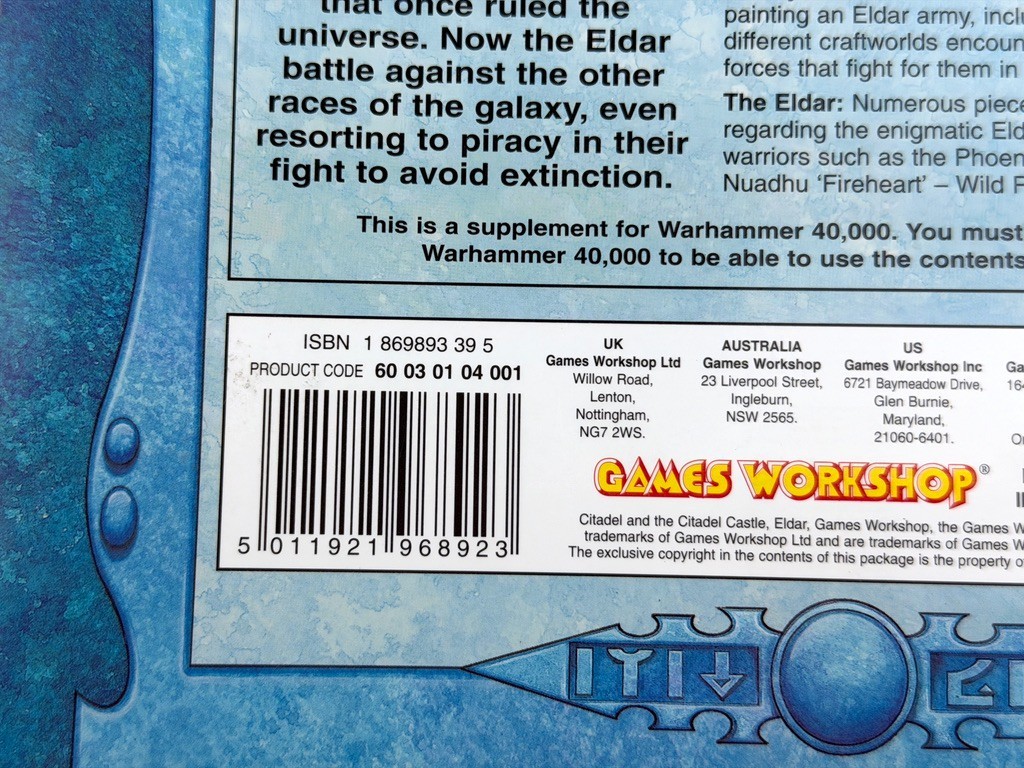 Games Workshop Warhammer 40K Codex Blood Angels + Eldar Paperback Books
