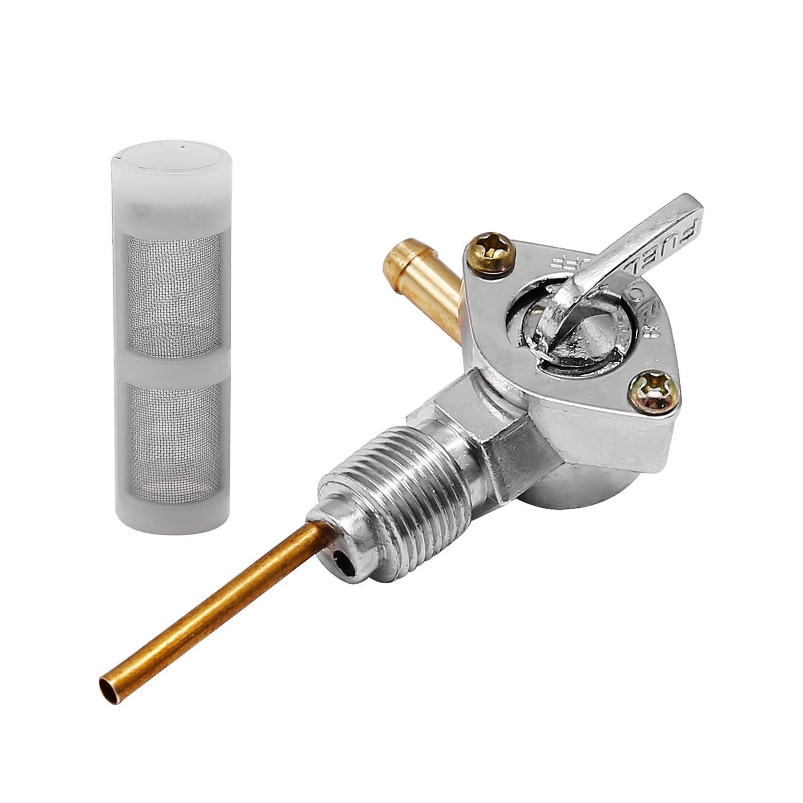 1/4" NPT Chrome Fuel Petcock 90° Fuel Gas Tank Petcock Replacement for Harley...