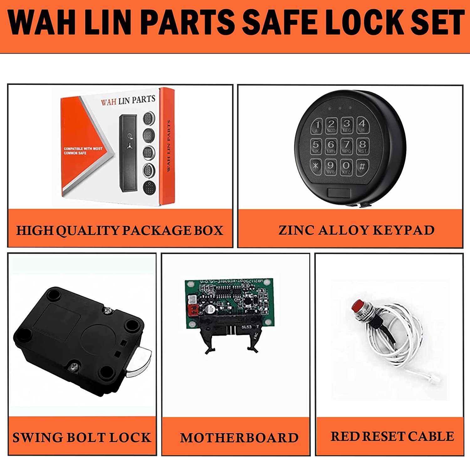 Electronic Gun Safe Lock Replacement with Swing Bolt Lock Black Keypad Safe