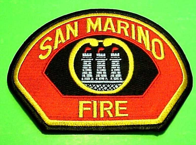SAN MARINO CALIFORNIA  CA  3 3/4" x 5"  FIRE DEPT  PATCH   FREE SHIPPING!!!