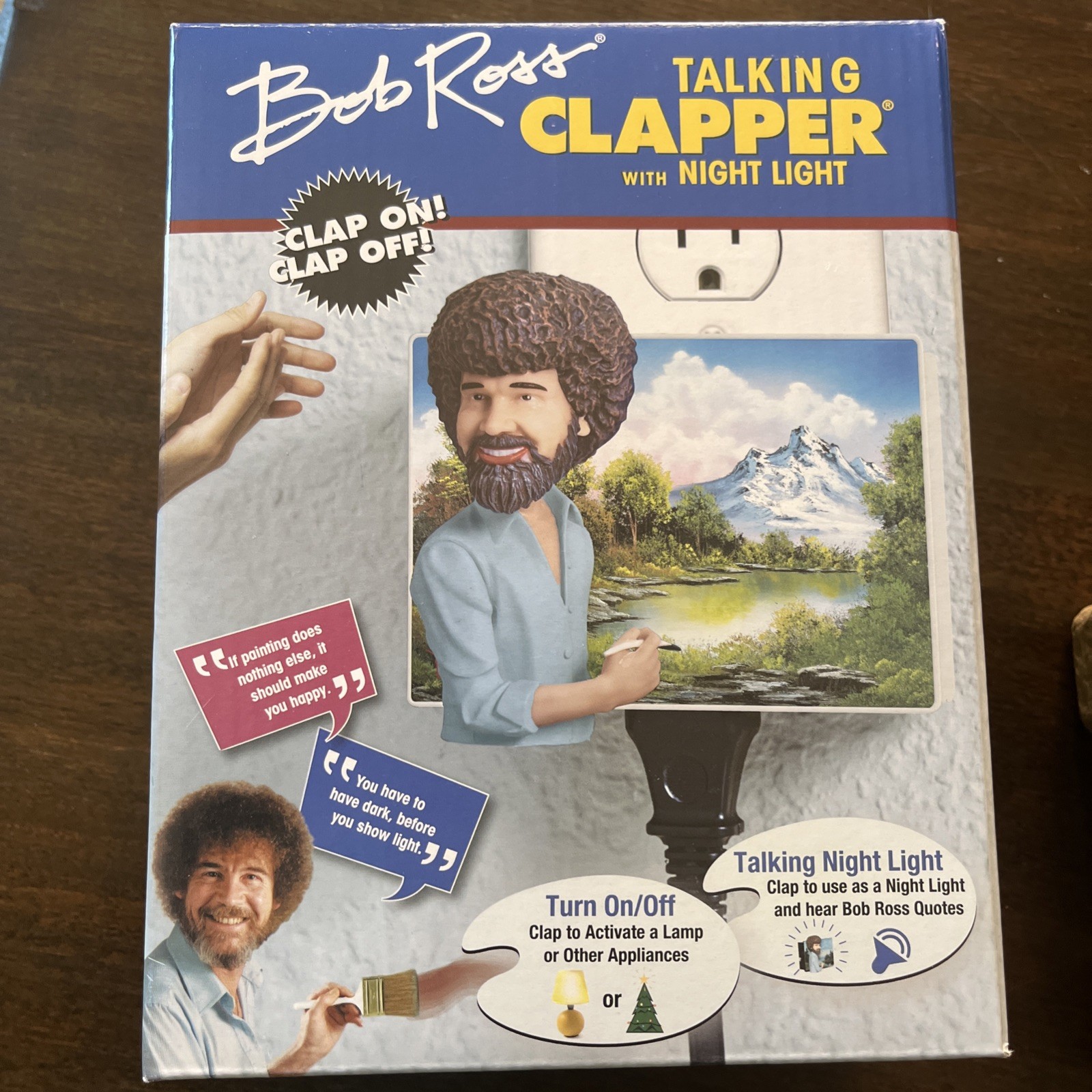 Bob Ross Talking Clapper w/Night Light -Clap On Off -New Open Box