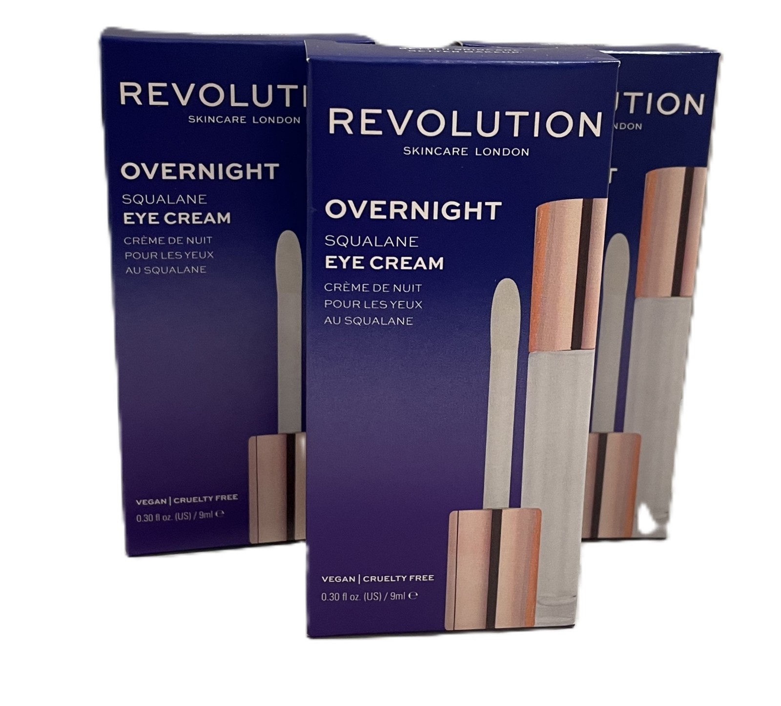 3 X Revolution Skin Care Overnight Squalane Eye Cream Vegan Cruelty Free .30 OZ
