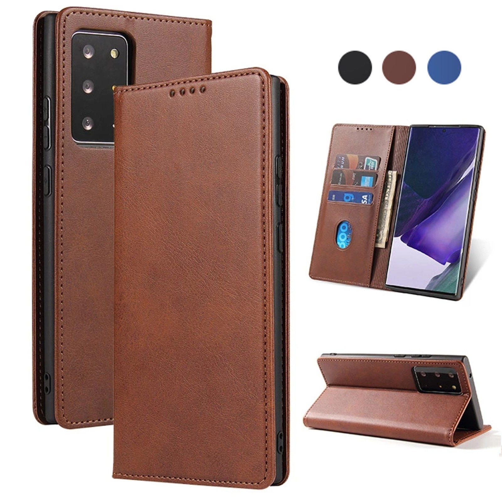 For Samsung Galaxy Note 20 Ultra - Leather Magnetic Folio Wallet Card Slot Case