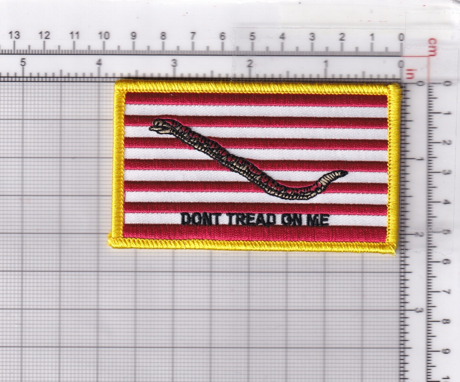 Don't Tread On Me Embroidered Shoulder Patch with Hook and Loop, 3.75"x2"