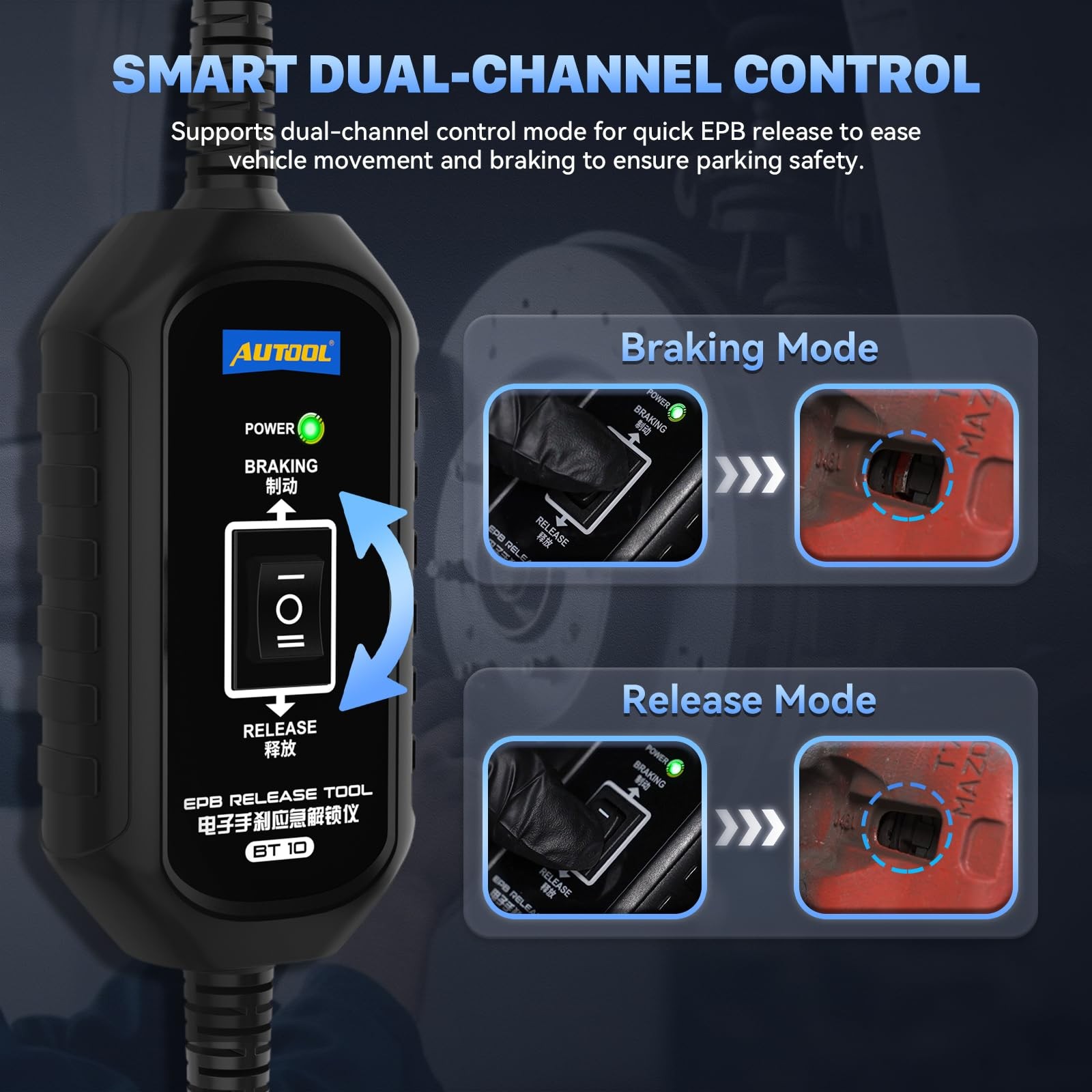 AUTOOL EPB Emergency Release Tool, Dual-Channel Brake & Reverse Control Black