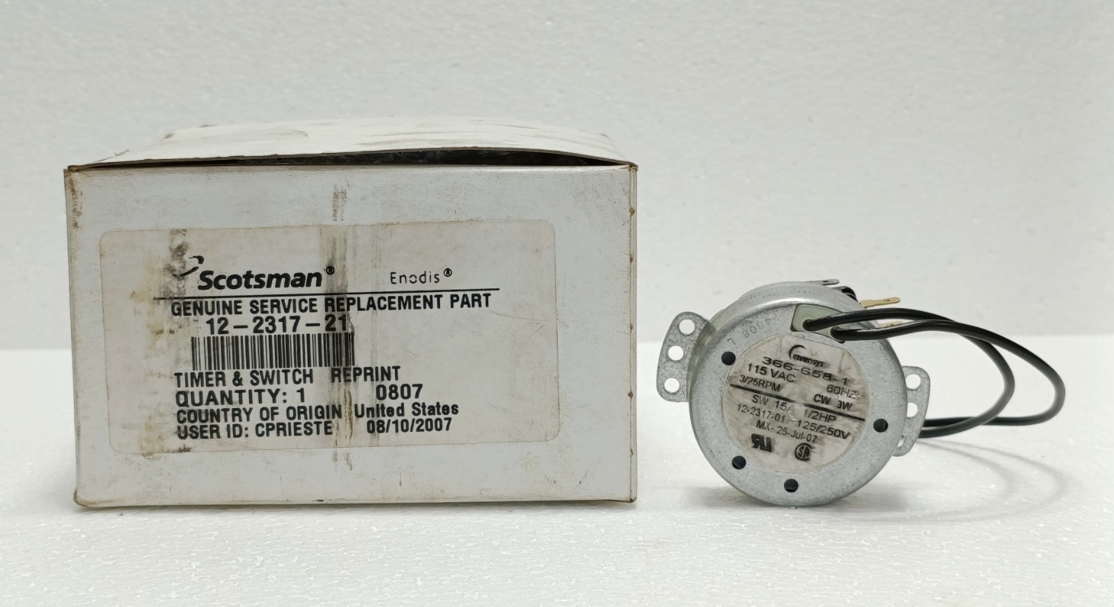 SCOTSMAN 12-2317-21 TIMER SWITCH ASSEMBLY 115V 60HZ ICE MACHINE NEW SURPLUS