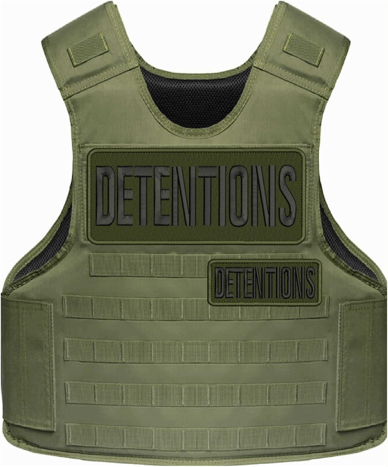 Detentions 2 Embroidery Patch 4x10 And 2x5 Hook On Back Black On Od Green