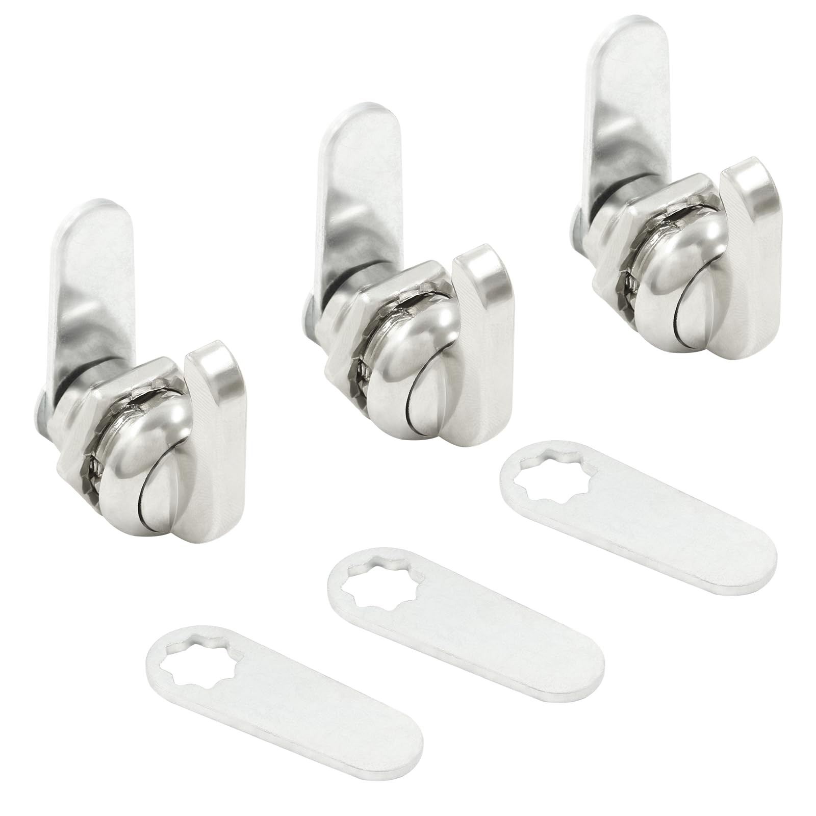 3 Pcs 5/8 Inch Thumb Operated Cam Lock Chrome-Finish Zinc Alloy Thumb Operate...