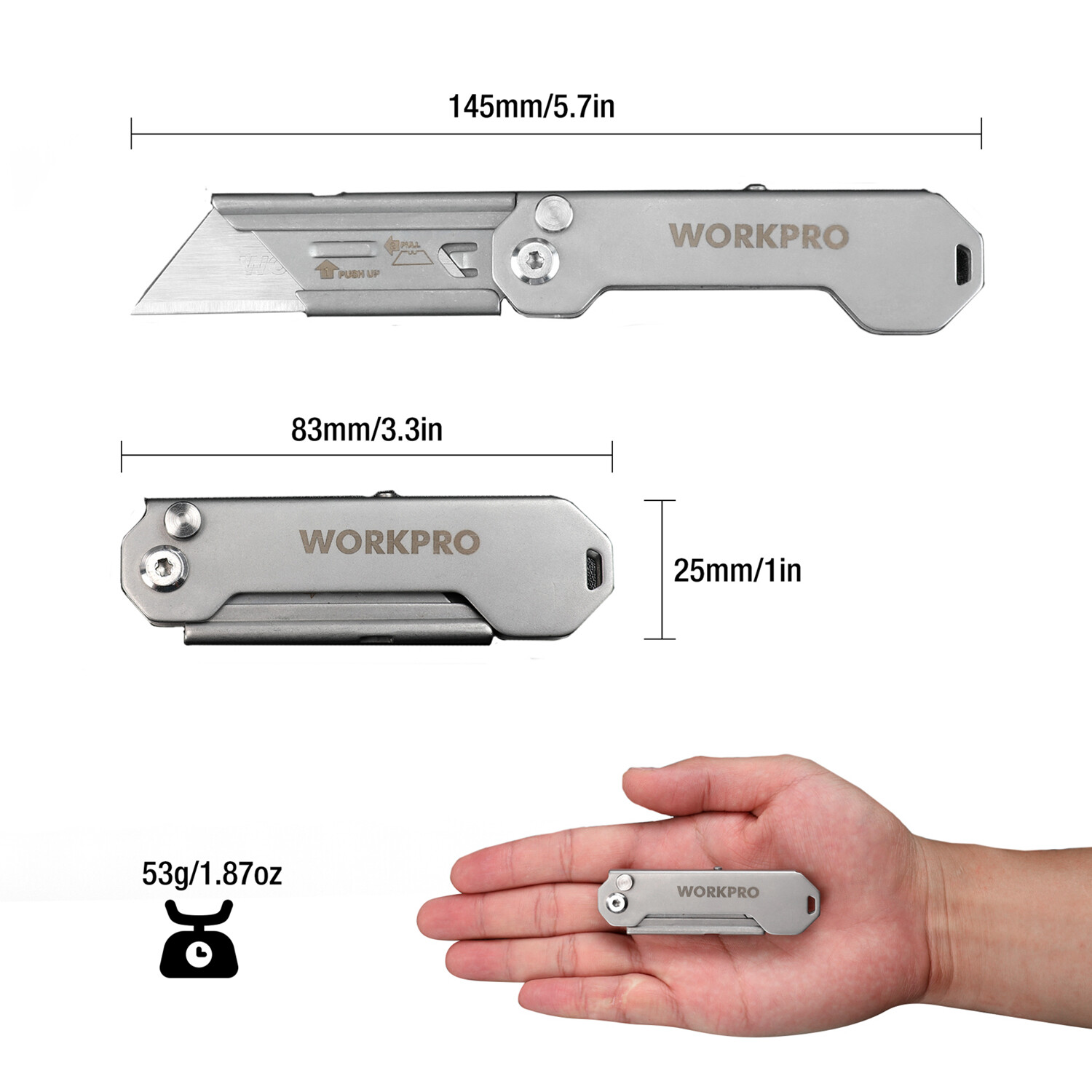 WORKPRO EDC Folding Utility Knife Mini Box Cutter Quick Change Blade Razor Knife