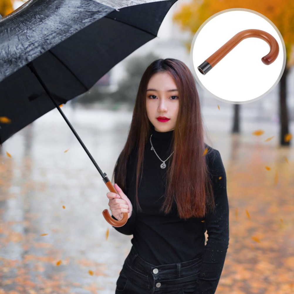 Brown Wood Umbrella Grip Replacement Handle Fits Most Umbrellas Durable Material