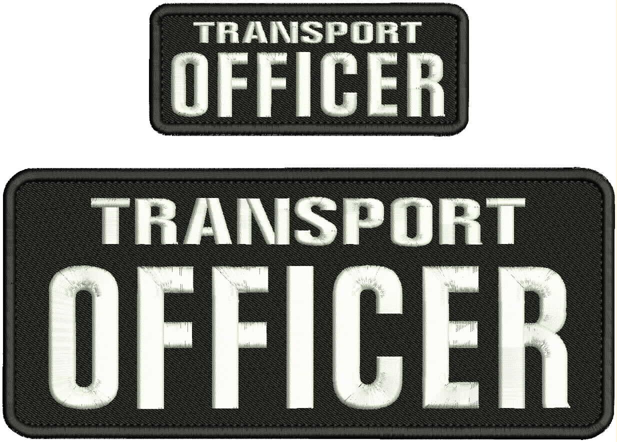 TRANSPORT OFFICER embroidery patch 4X10 2x5 hook on back LETTERS WHITE