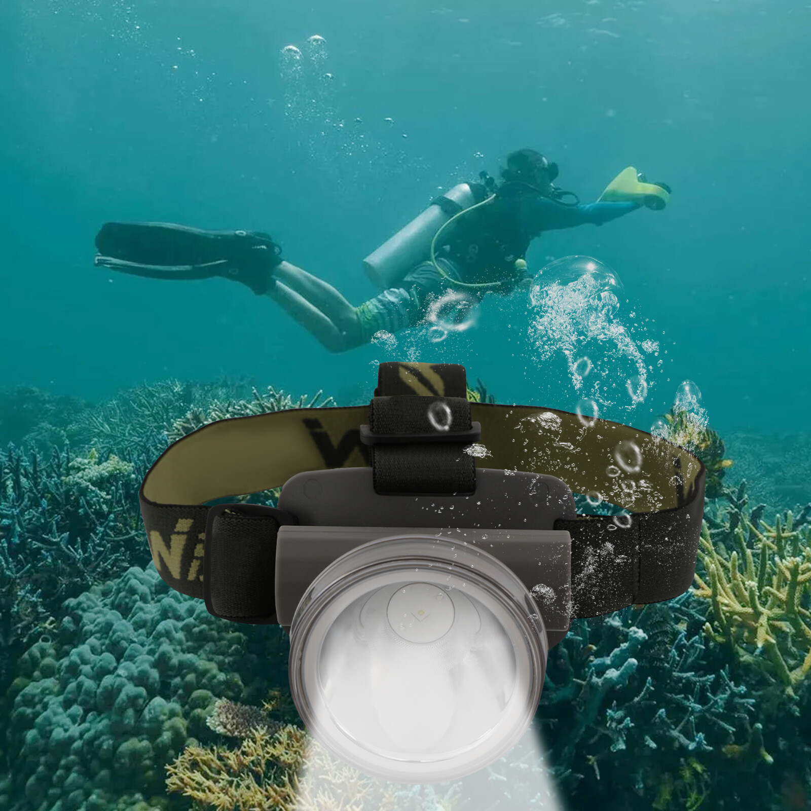 LED Head-mounted Diving Lamp Rechargeable Diving Headlamp Diving Light 90° 5W