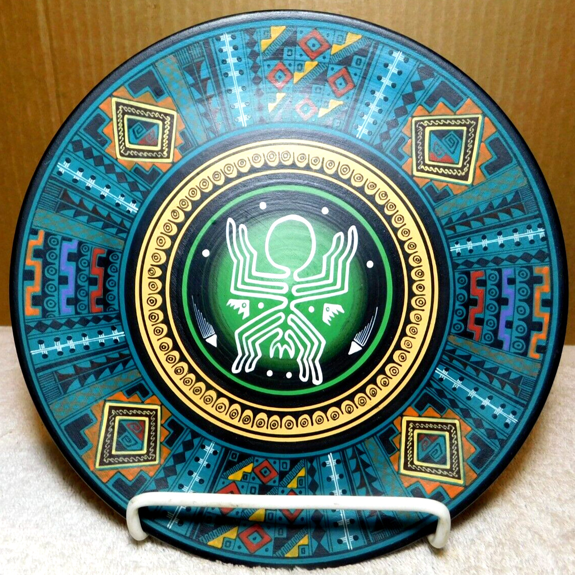 HP~Hand-Made & Hand Painted Clay Collectible Wall Hanging Plate Unsigned