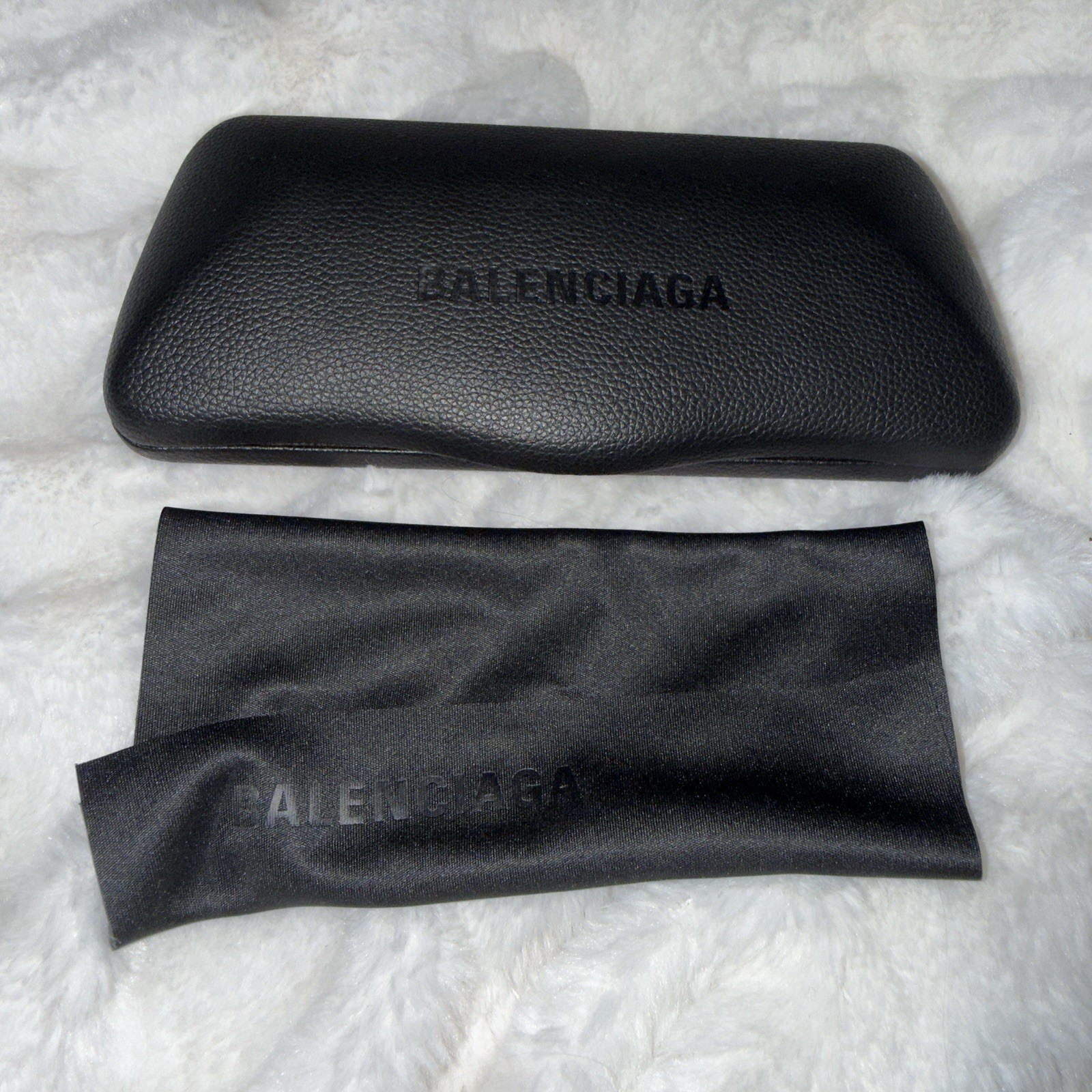 BALENCIAGA Empty Hard Clamshell Sunglasses Case Authentic Black Geometric NEW
