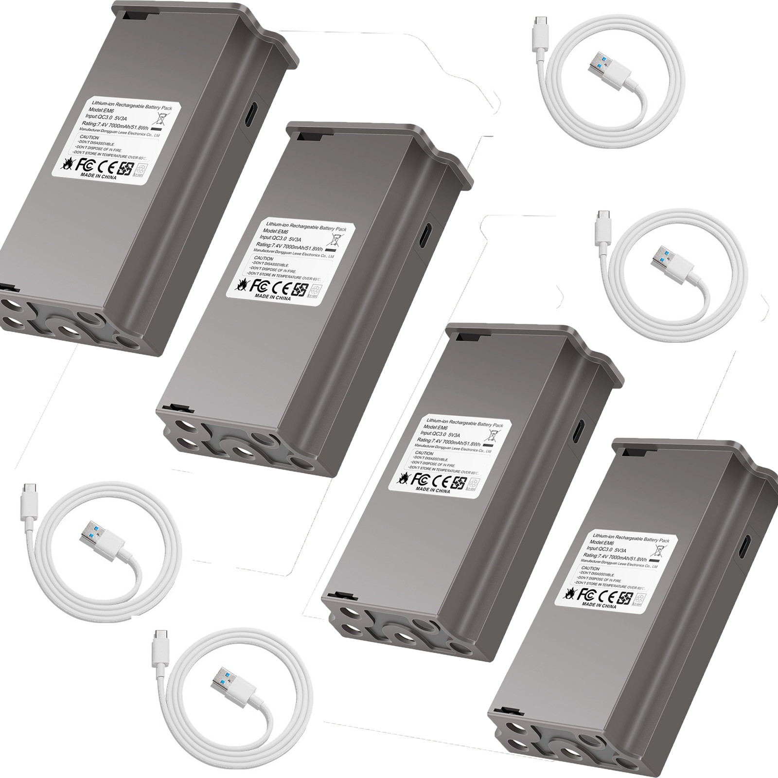 4 pack For Tactacam Reveal Battery 7000mAh Compatible X Ultra/Pro 3.0/X Gen 2.0