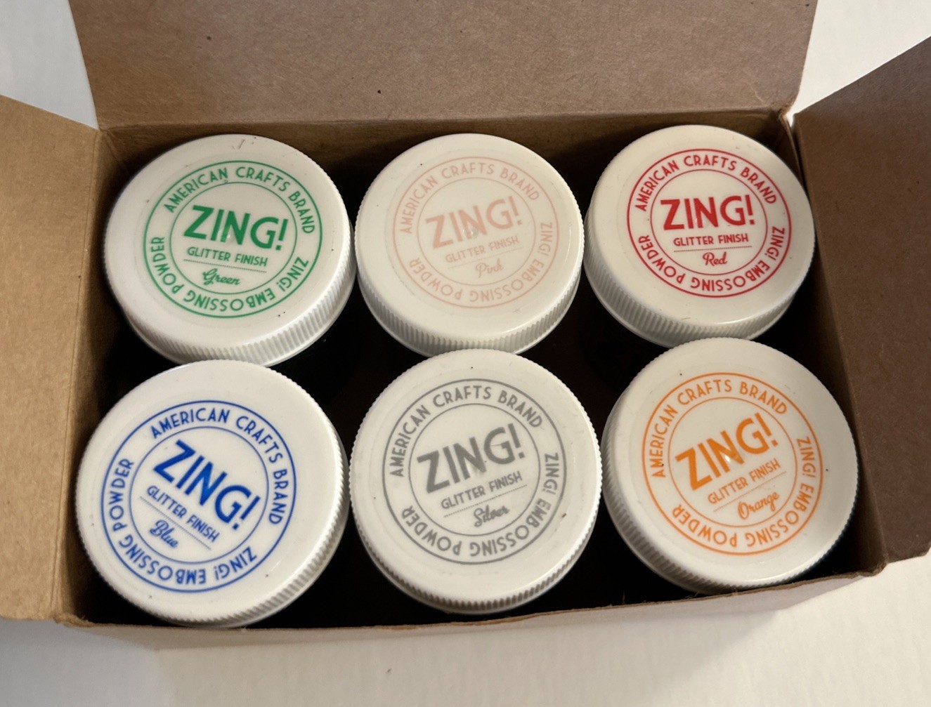 American Crafts ZING Glitter Set 6 Colors NEW STILL IN BOX Green Red Blue Pink