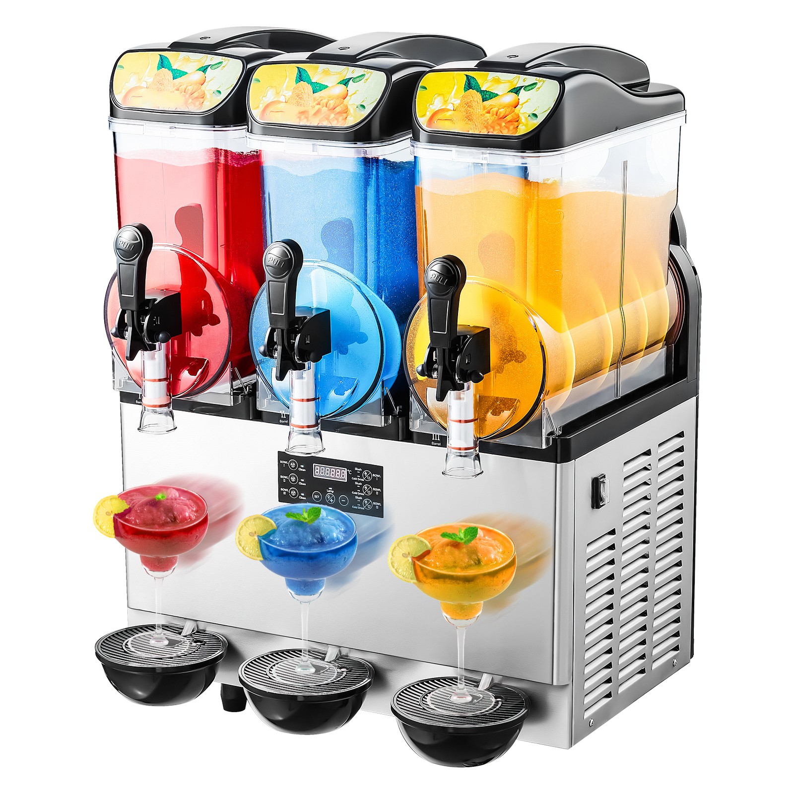 Uimoso Commercial Slushy Machine 15Lx3 Tank Margarita Smoothie Cold Frozen Drink
