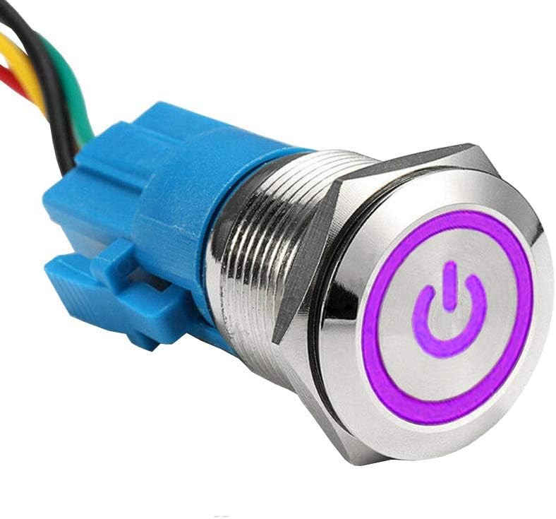 Stainless Steel 19mm 12V 5A Power Symbol Angel Eye Halo Car Purple purple