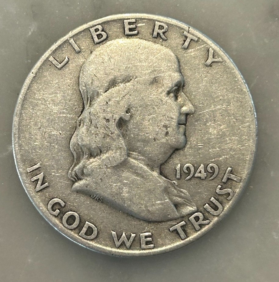 1949-D Franklin Half Dollar - VG - Very Good - 90% Silver