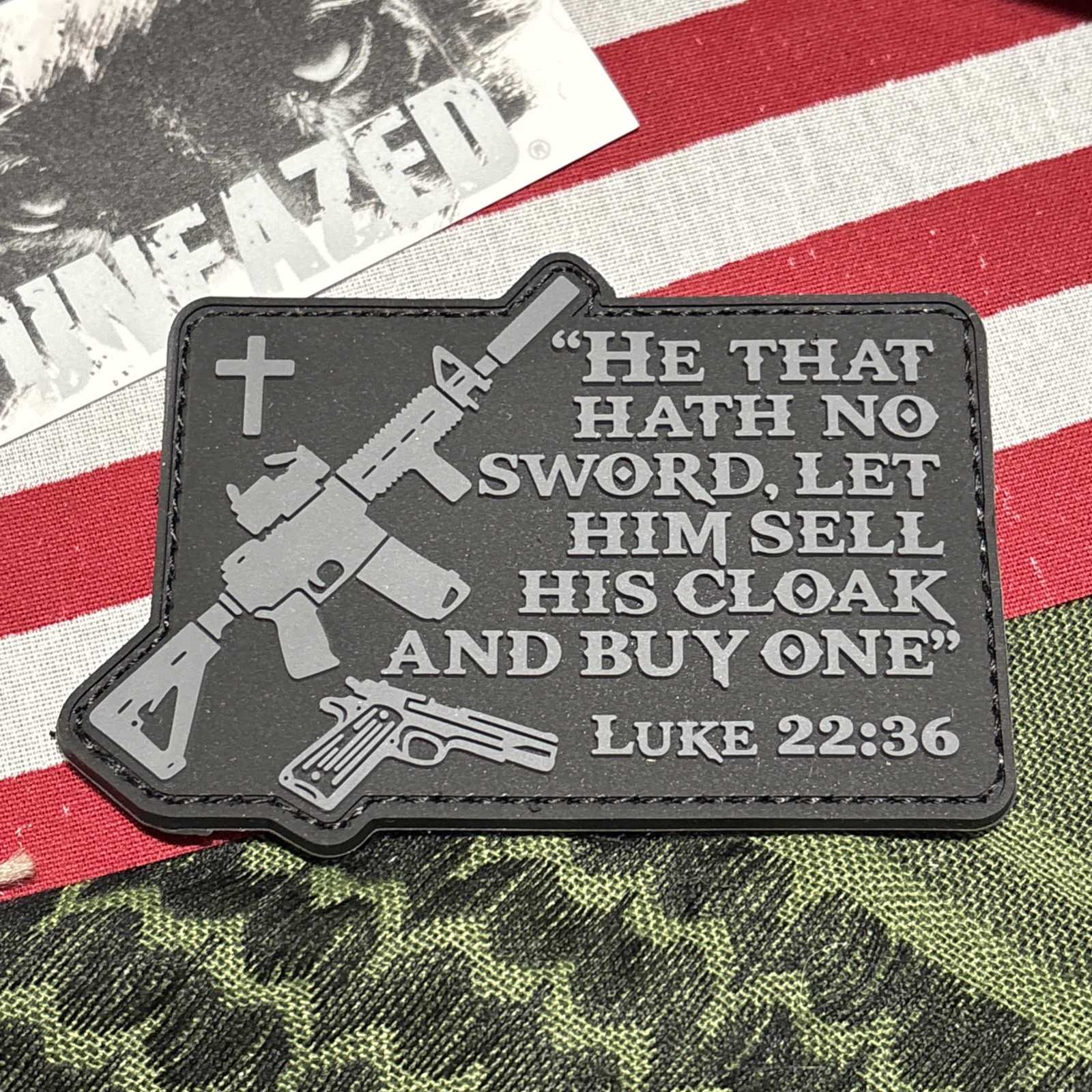 PvC 3D Luke 22:36 H&L Patch 4x2.5” Tactical Gear, Gym Bags For Any Loop Panels