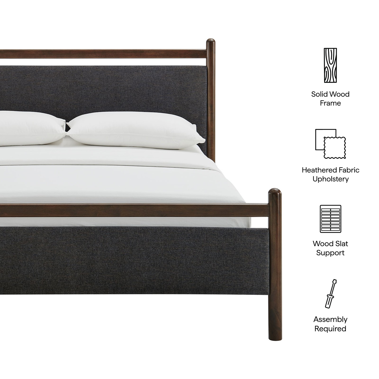 Ginny Queen Size Platform Bed Frame in Wenge Heathered Dark Gray