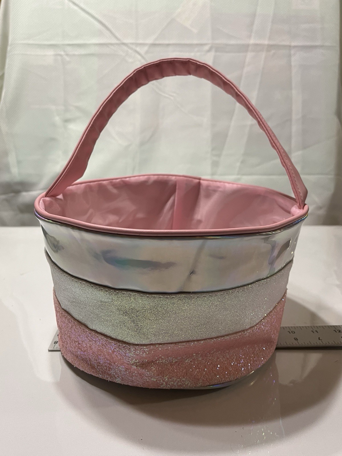 Iridescent Pink, Silver Easter Basket Versatile Fabric Y-1724