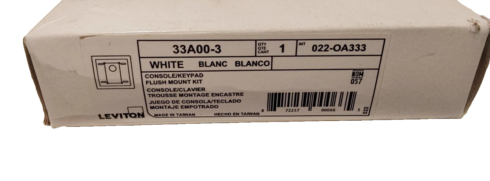 Leviton 33A00-3 Console Flush Mount Kit Smart Home Control White