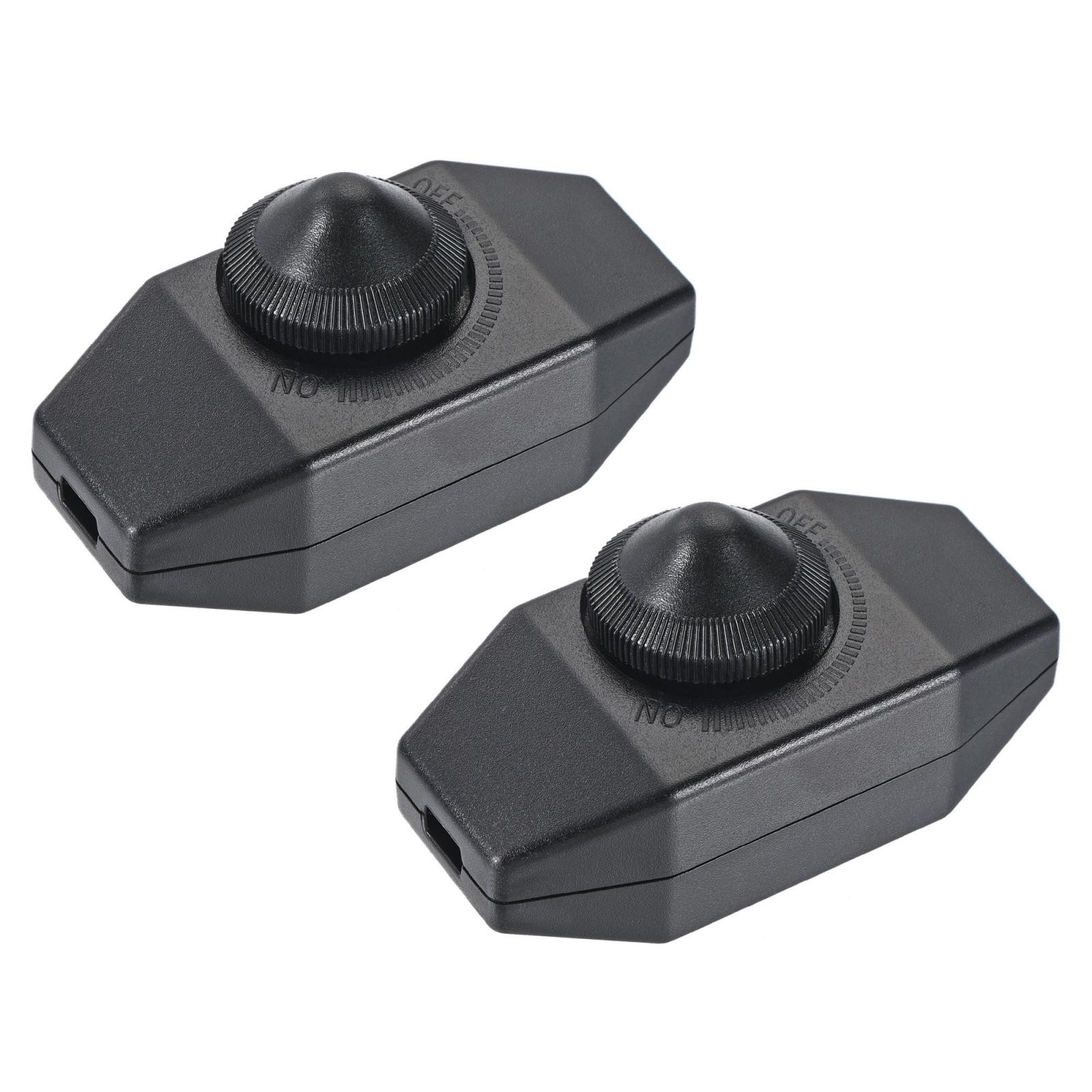 2pcs Rotary Cord Switch AC 220V 150W Slide Control Terminal Lamp Dimmer Black