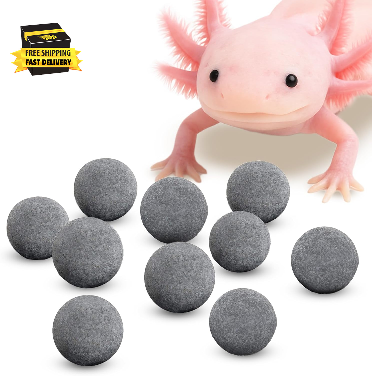 Axolotl Water Conditioner Balls, Gray Stones for Freshwater Tank and Community A