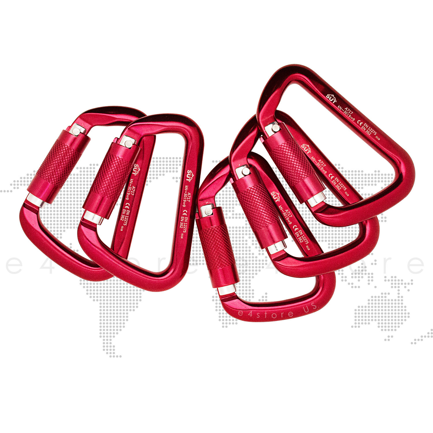 PACK 5 Climbing Carabiner Heavy Duty 30KN Red for Mountaineering Arborist Rescue