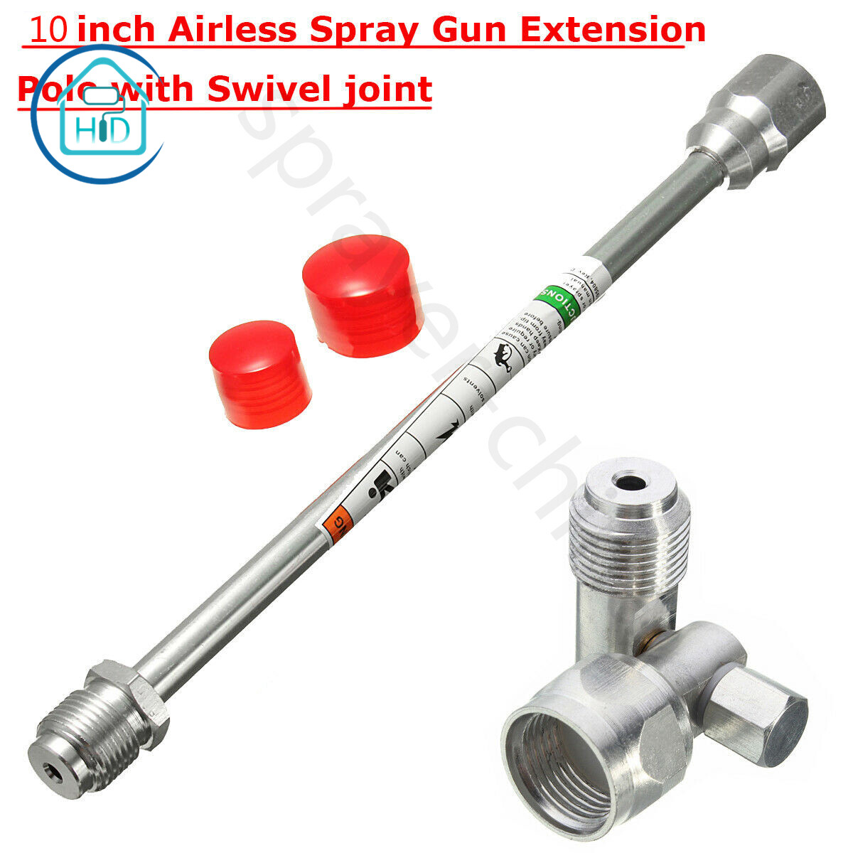 NEW Airless Paint Spray Gun 10inch Extension Pole With Swivel Joint Adapter Tool