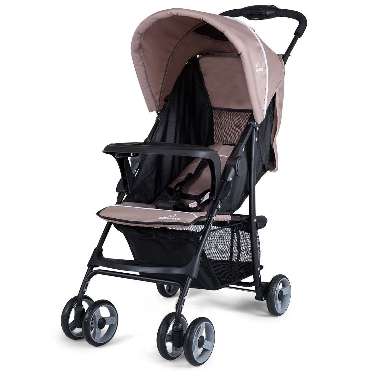 Toddler Travel Stroller for Airplane with Canopy and Adjustable Backrest-Coffee