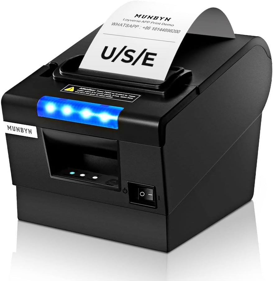 Receipt Printer P068, 3 1/8" 80mm Direct Thermal Printer, POS Printer with Au...