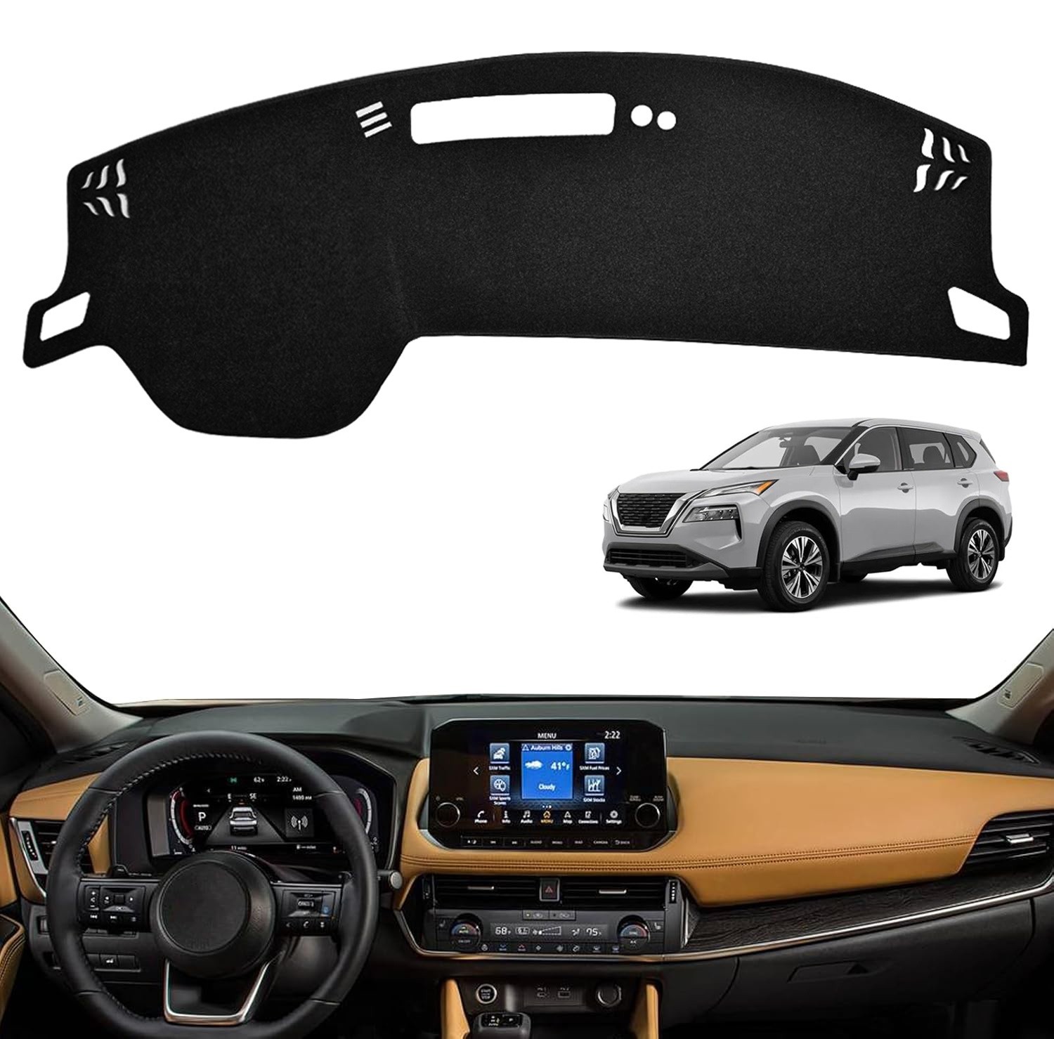 Non-Slip Fit 2021-2026 Nissan Rogue Dashboard Cover Dash Mat Pad Protector Black